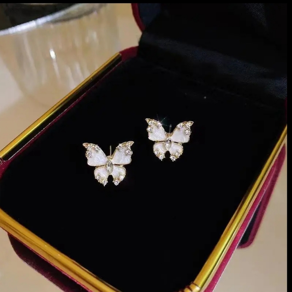 Butterfly Rhinestone Earrings - Picture 5 of 7